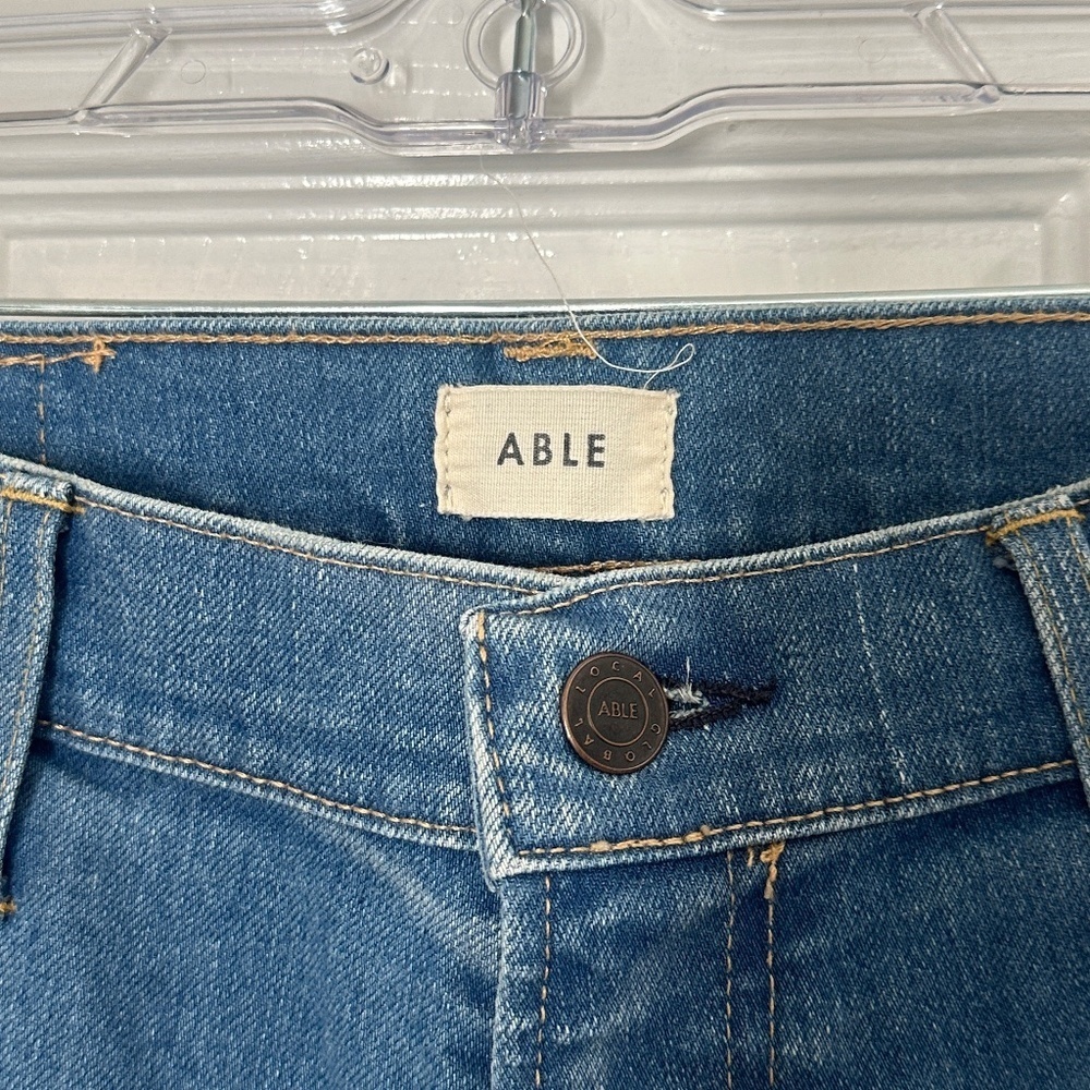ABLE The High Rise Jeans Medium Wash Size 29 Distressed Ankle Vintage Wash - Picture 3 of 10